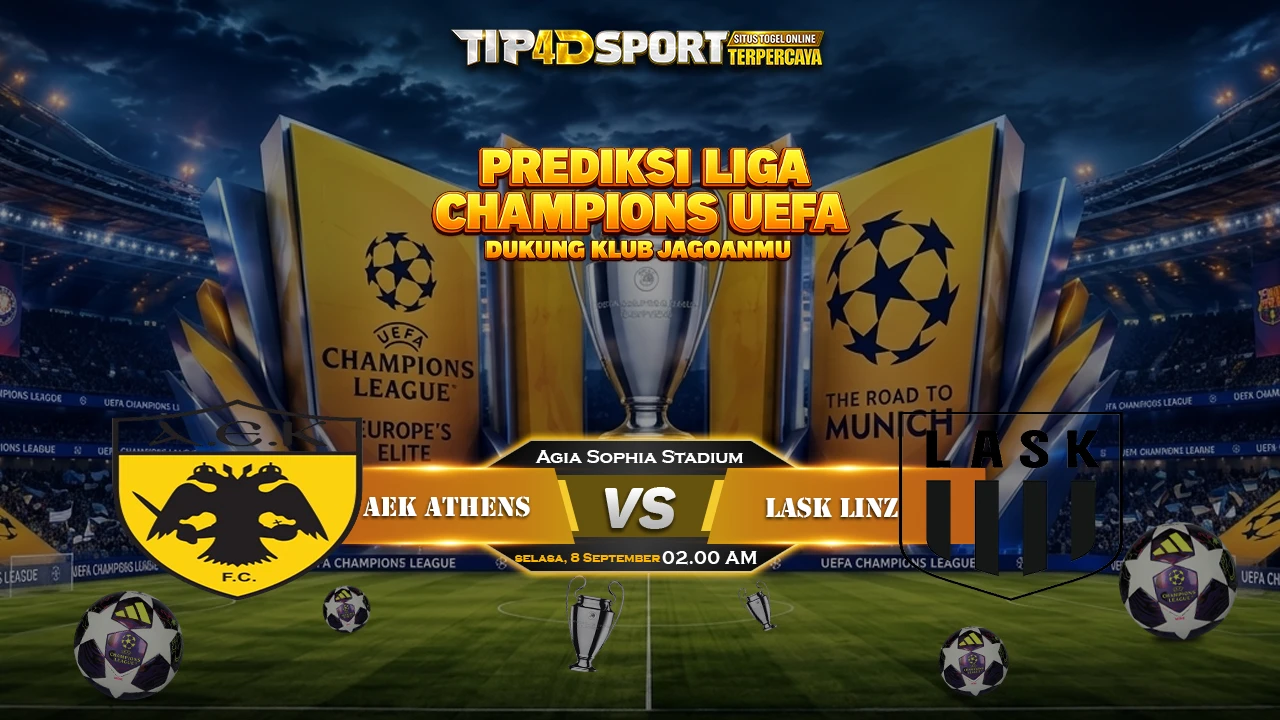 Pertandingan Liga Champions UEFA 2026/2027 antara AEK Athens vs LASK Linz pada fase liga (league phase)
